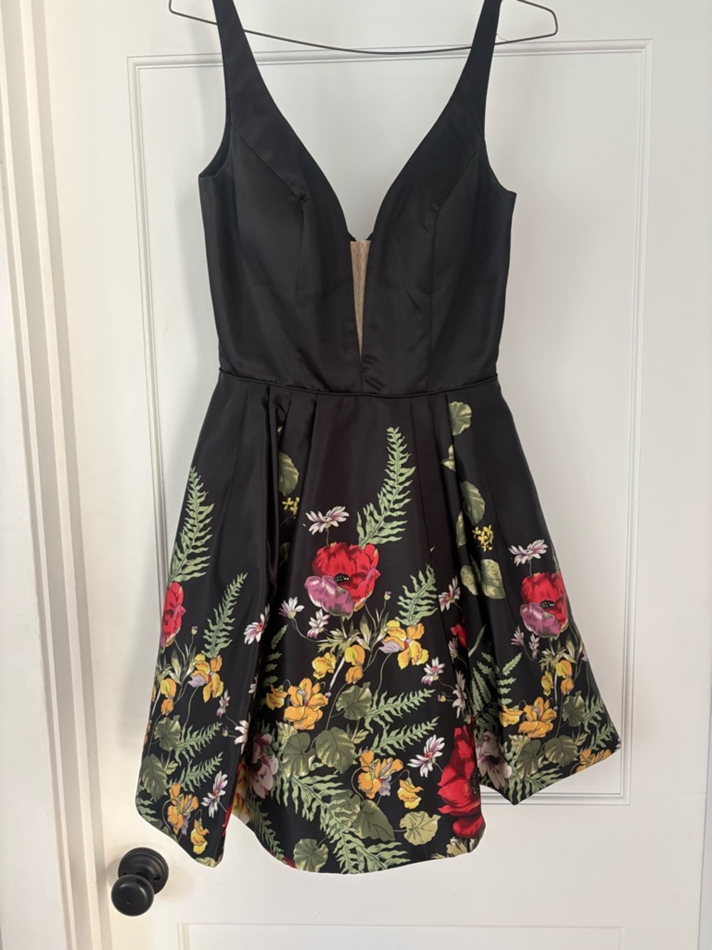 Sherri Hill Black and Beige Evening Dress